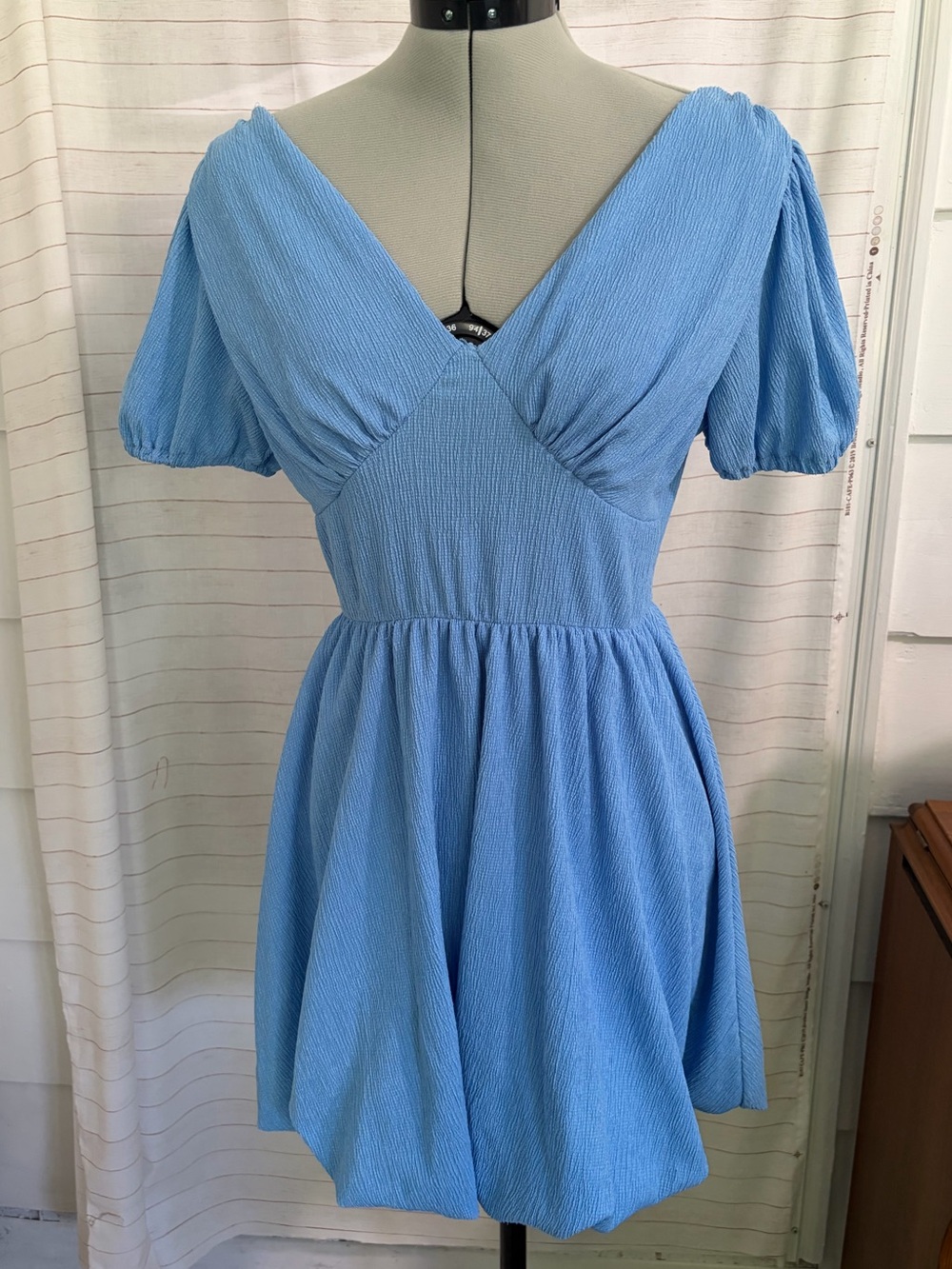 Light Blue Puff Sleeve Dress